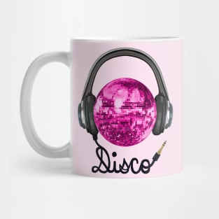 Pink Disco Ball Music Headphones Mug